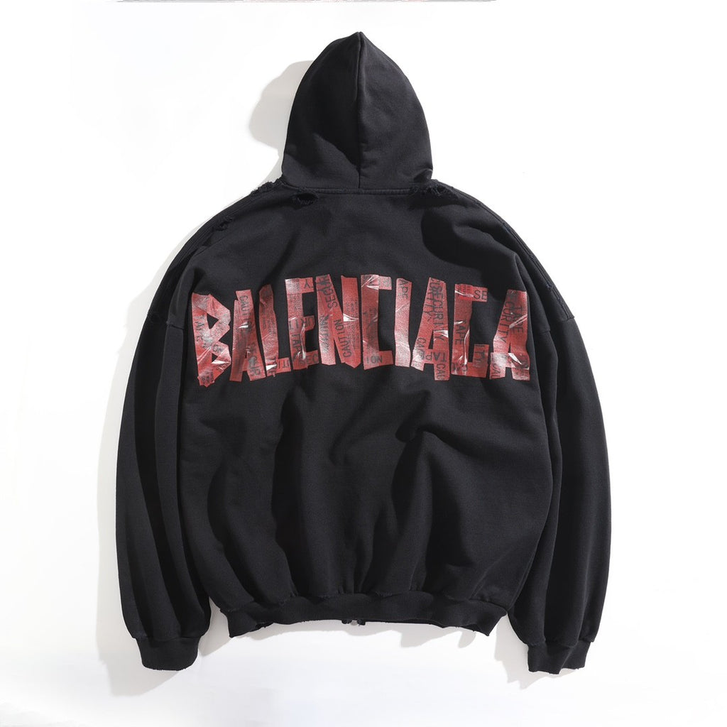 Balenciaga Men's And Women's Spring/Fall Fashion Casual Solid Color Letter Print Hooded Zipper and Hooded Pullover Long Sleeve Sweatshirt Jacket #78935
