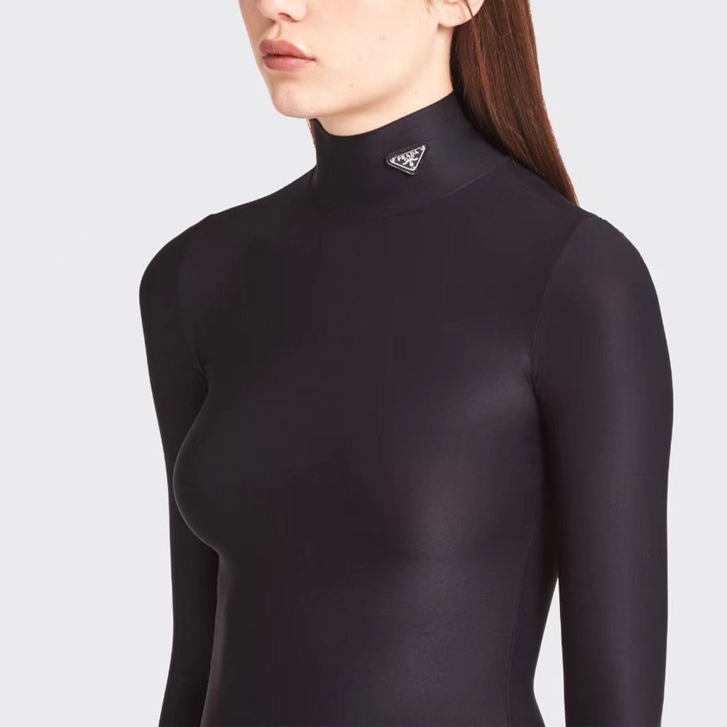 Prada Men's Women's Plain Knit Stand Collar Sweater Solid Colour Logo Fashion Casual Long Sleeve Pullover Sweater Top  #71854