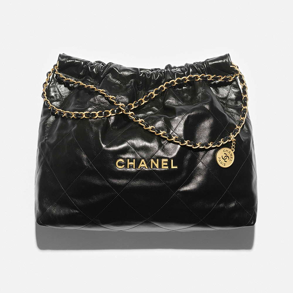 Chanel Maxi Shopping Bag Shint Calfskin Glold Tone Metal Black #335960