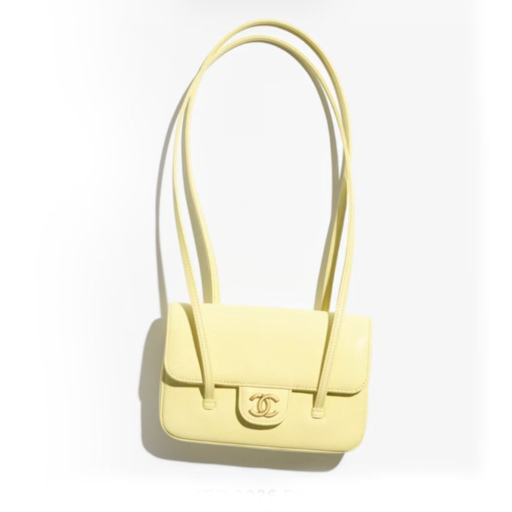 Chanel Women's Spring/summe Preppy Coco Long Strap Flap Bag Mini Chicken Yellow HASS Genuine Caviar Jennie Style Fashion Casual Evening Clutch Bags Accessories #194344