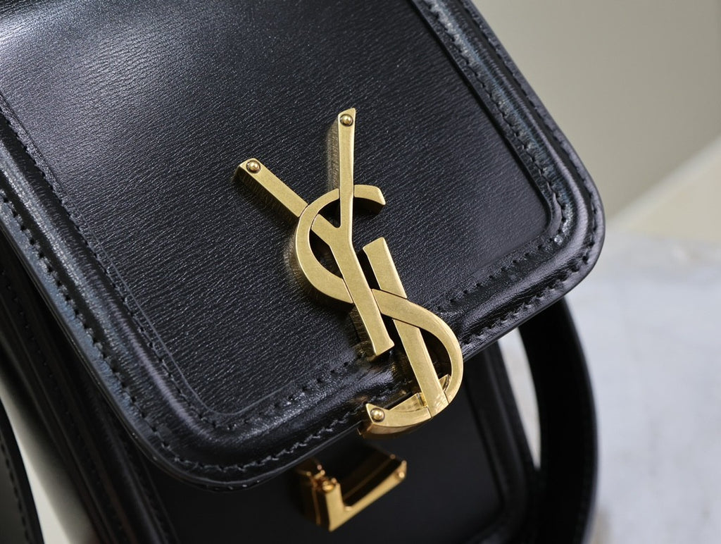 SAINT LAURENT SOLFERINO Mini Bag Women's Fashion Classic Black Leather Crossbody Bag with Gold Buckle and Adjustable Strap Bags 753963BWR0W1000 #78744