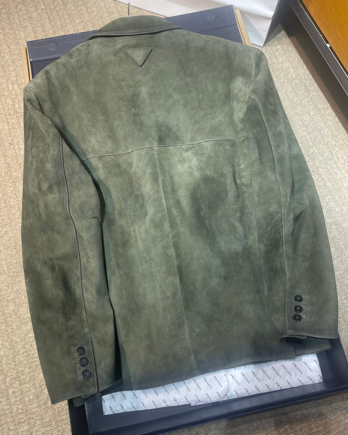 PRADA Men's Forest Green Suede Jacket #333462
