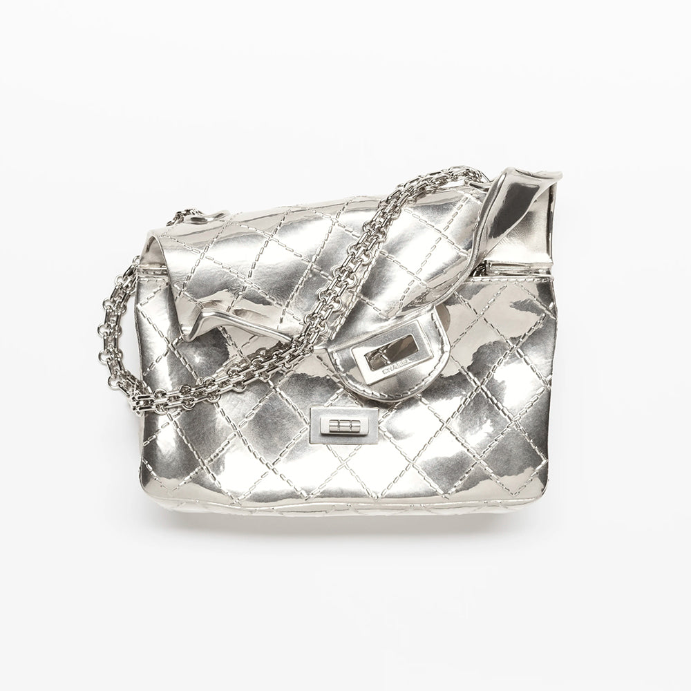 Chanel 26s Spring/summer Women's 2.55 Leather With Intentional Creases And Rounded Edges Planet Bag Metallic-colored Leather Tends To Fade Easily Lady Bags AS6277 #197298