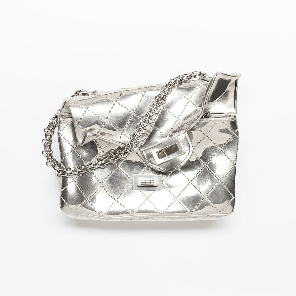 Chanel 26s Spring/summer Women's 2.55 Leather With Intentional Creases And Rounded Edges Planet Bag Metallic-colored Leather Tends To Fade Easily Lady Bags AS6277 #197298