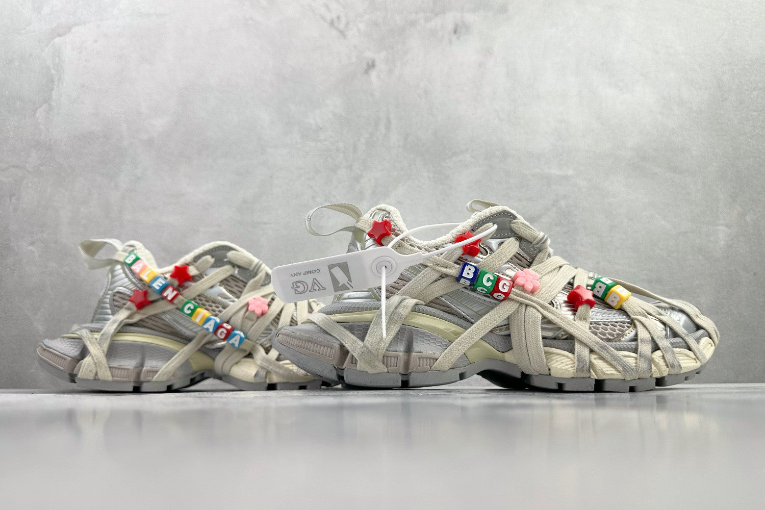 Balenciaga Women's 3xl Extreme Lace Sneaker in Eggshell Multicolor #376551