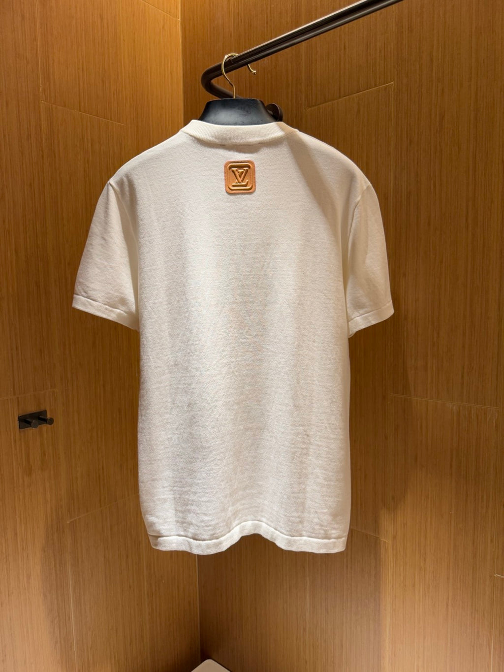 Louis Vuitton Men's Summer Leather Applique Solid Color Cotton Round Neck Short Sleeve T-Shirt #75636