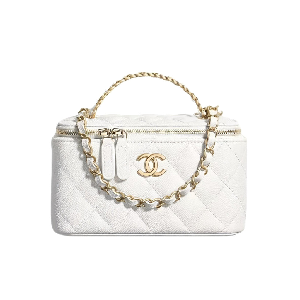 Chanel Women's Solid Color Chain Shoulder Grain Embossed Calfskin Box Bag Tote Shoulder Bags #75595
