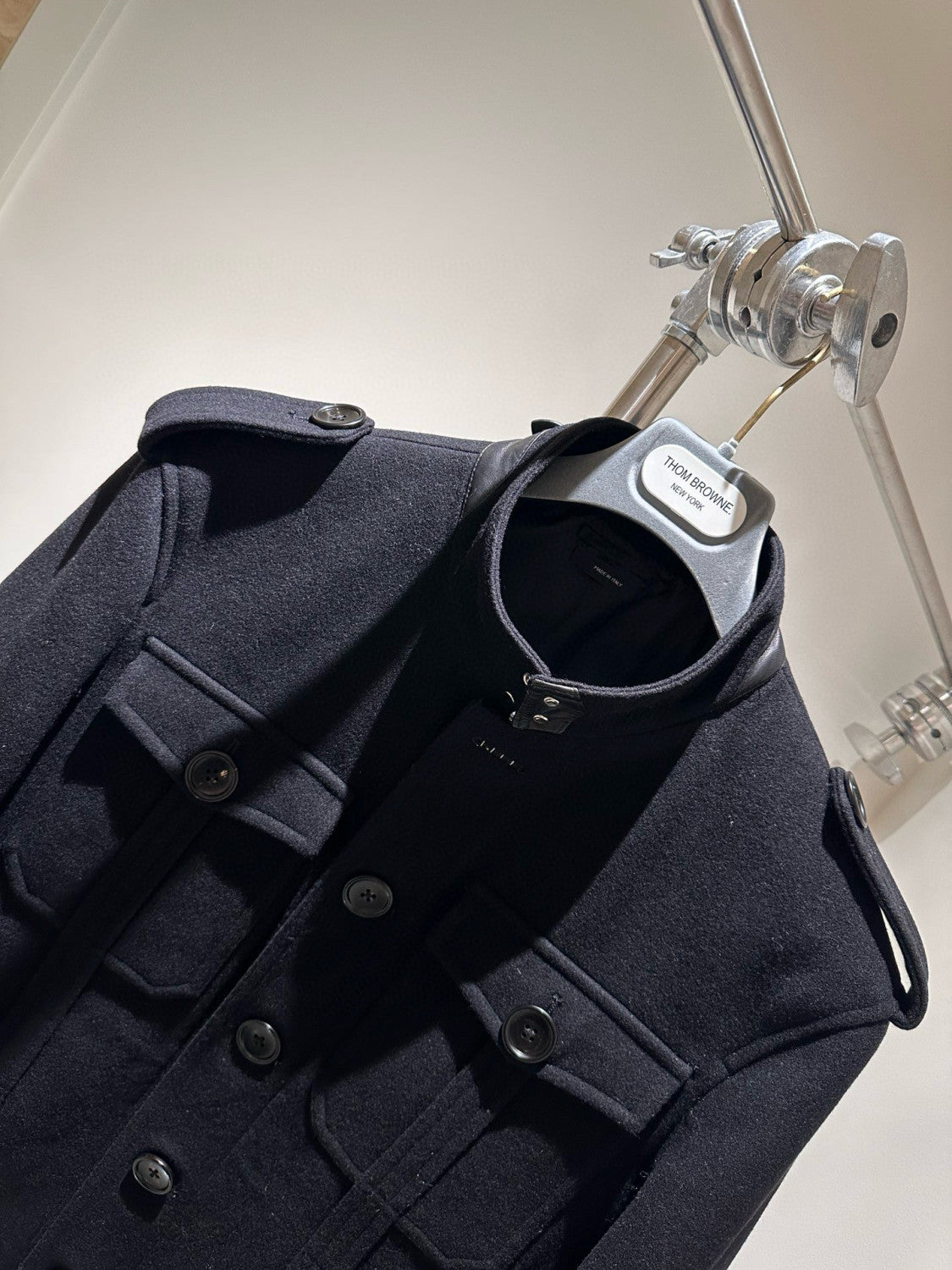 Tom Ford Men's Autumn and Winter Solid Color Standing Lapel Single Breasted Wool Long Sleeve Jacket #74378