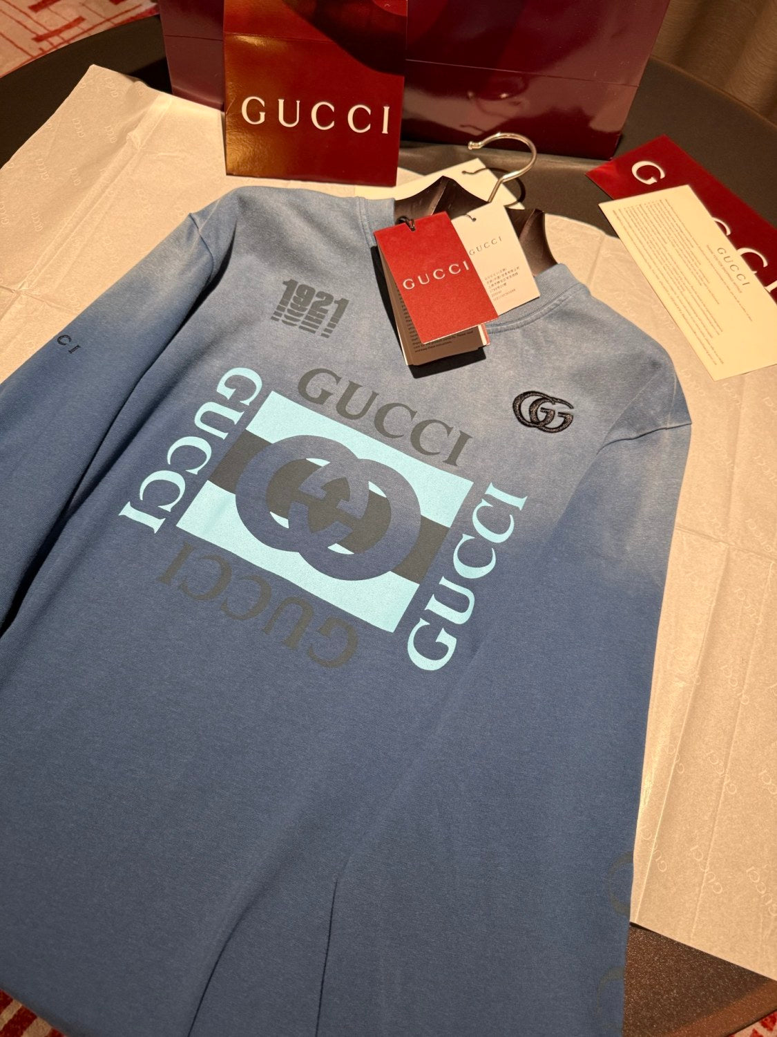 Gucci Men's And Women's Spring/Summer Solid Color Fashion Casual Gradient Print Plain Weave Long Sleeve Round Neck Sweatshirt #78275
