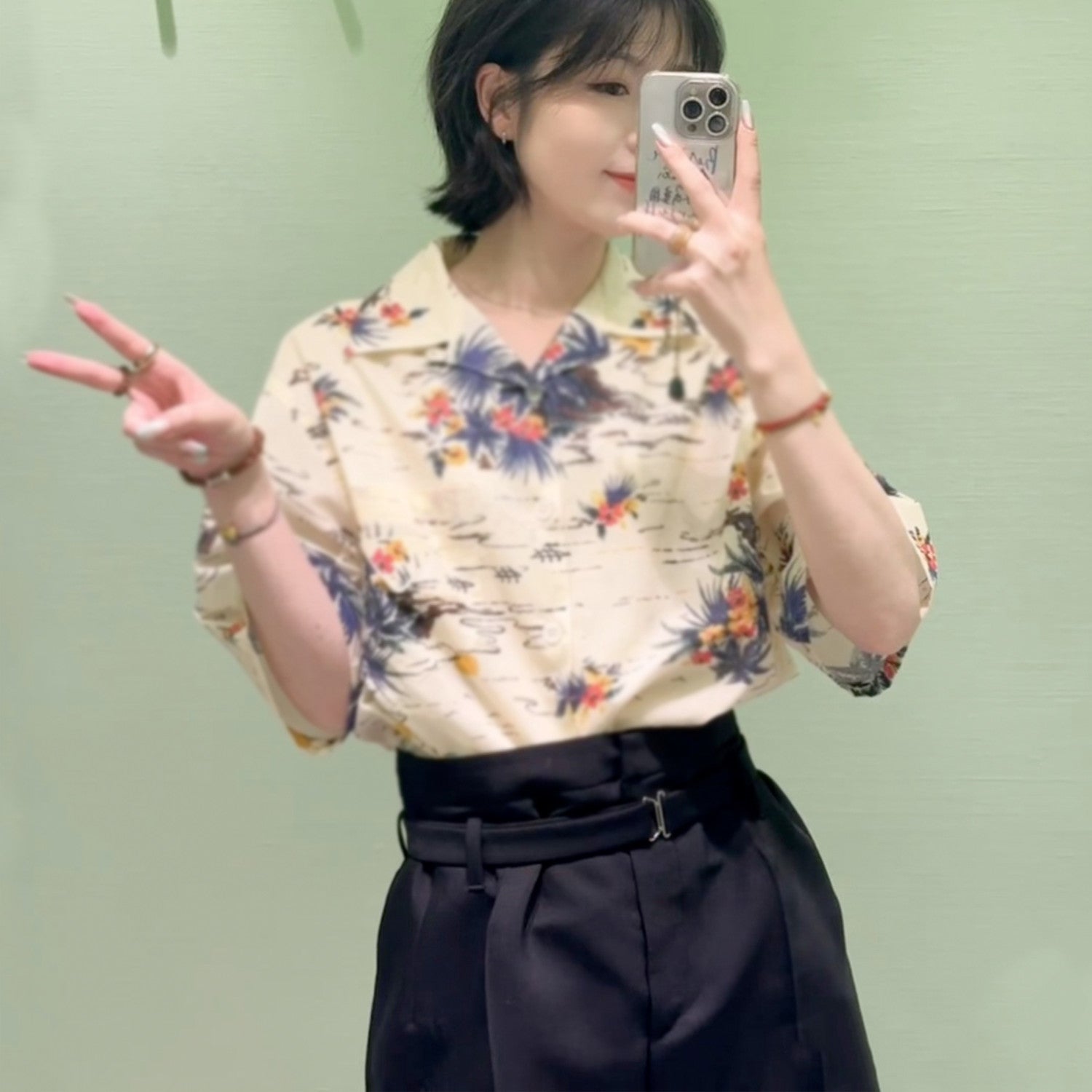 Prada Men's Women's Summer Floral Print Cotton Bowling Shirt Hawaiian Beach Style Short Sleeve Shirt T-shirt Ngvp #1495