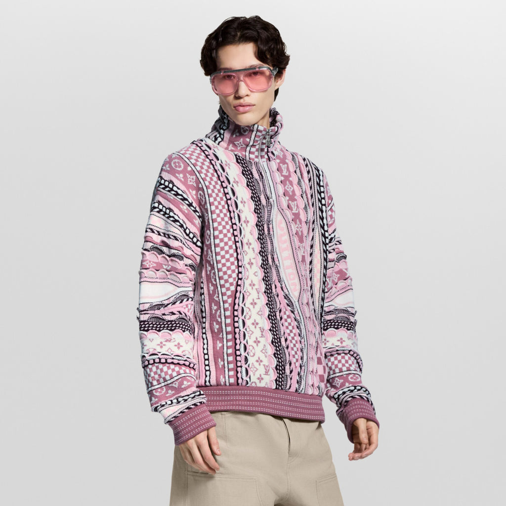 Louis Vuitton Men's Spring/fall Fashion Casual Jacquard Pattern Half zip High neck Pullover Sweatshirt #78482