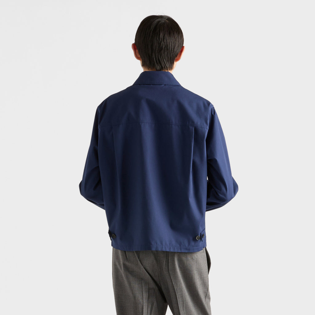 Prada Men's Spring/Fall Casual Fashion Solid Color Logo Collar Zipper Cotton Blend Long Sleeve Short Jacket #78559