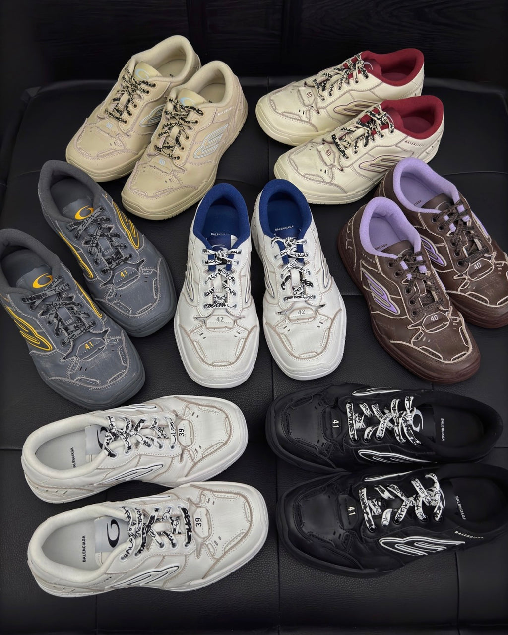 Balenciaga Hamptons Worn-Out Men's and Women's Solid Color Cowhide Leather and Polyester Low-Top Lace-Up Sneakers Shoes #77981