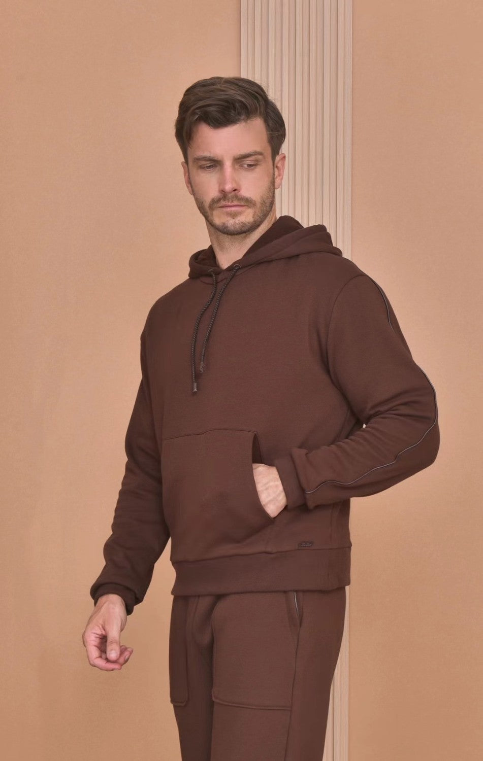 Loro Piana Men's Autumn And Winter Solid Color Hooded Long Sleeve Sweatshirt Casual Lace-Up Pants Set Ngvp #9216