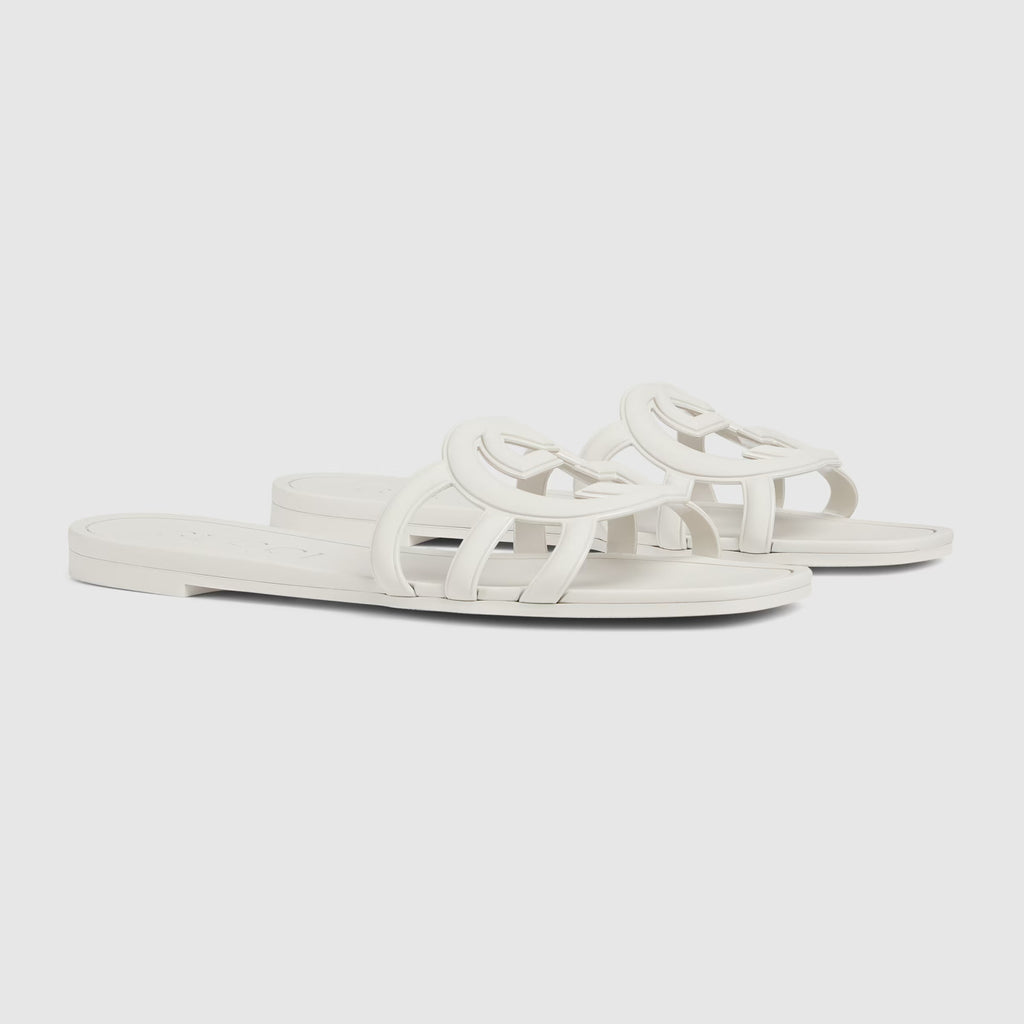 Gucci Women's Summer Double G Hollow out Square Head Flat Slippers Solid Color Casual Shoes #81341