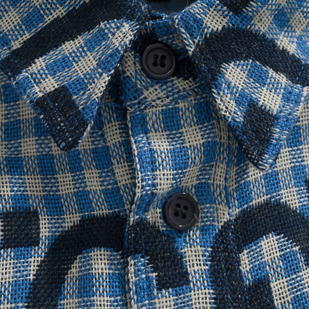 Gucci Men's Spring and Autumn Blue Letter Printed Single Breasted Long Sleeve Lapel Shirt #98873