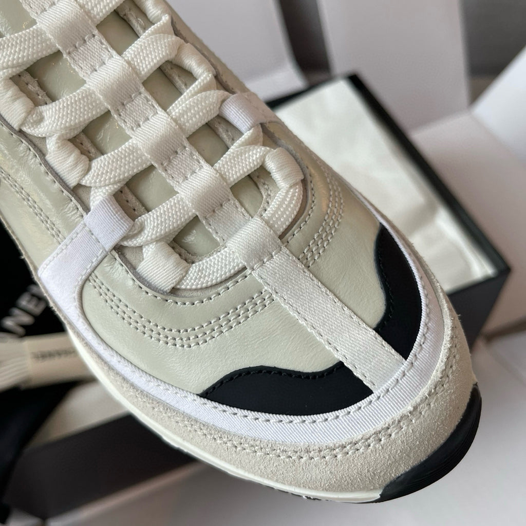 Chanel Women's Solid Color Round Toe Leather Low Top Lace-Up Sneakers Shoes #77692