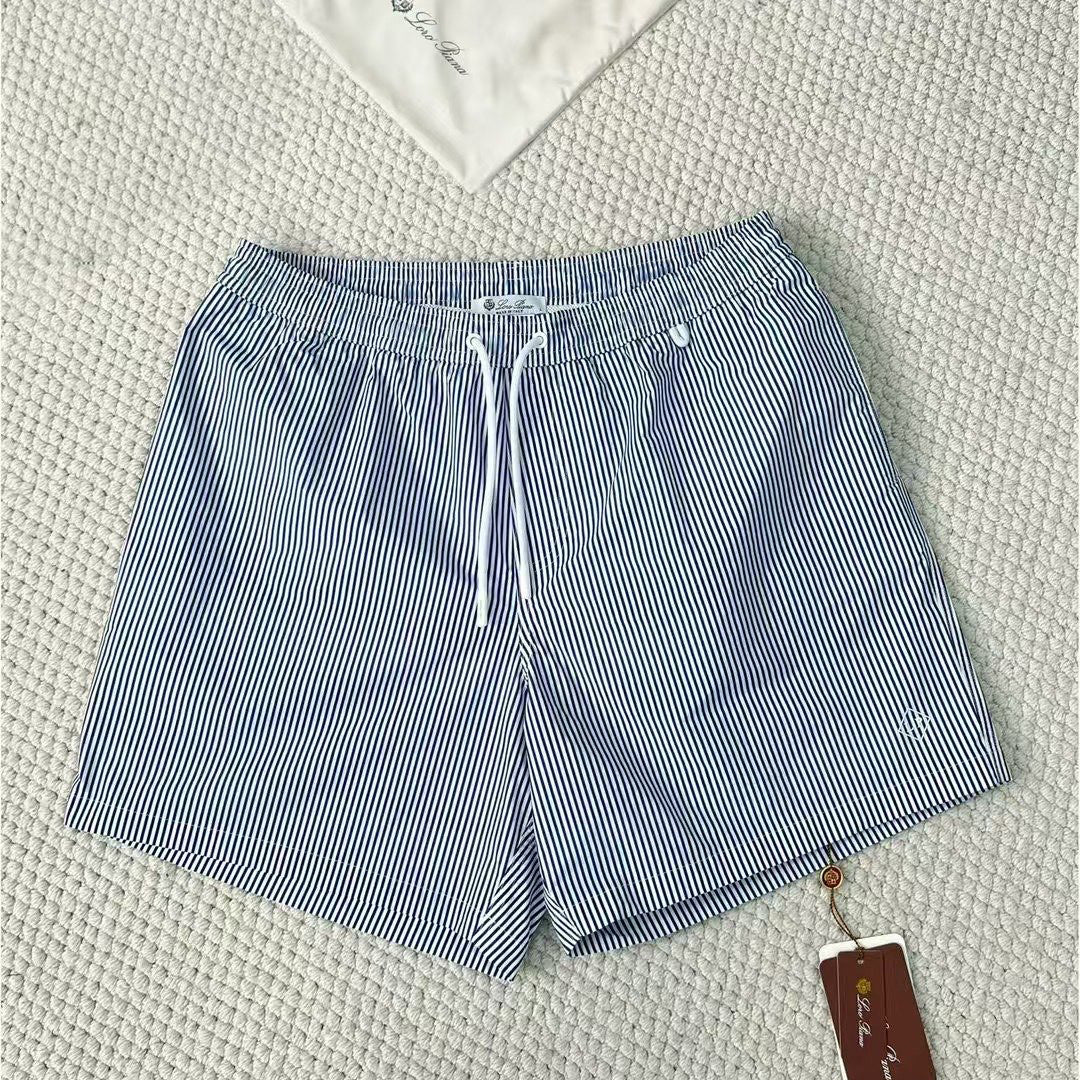 Loro Piana Men's Summer Solid Color Elastic Waist Tie Casual Comfortable Shorts #75521
