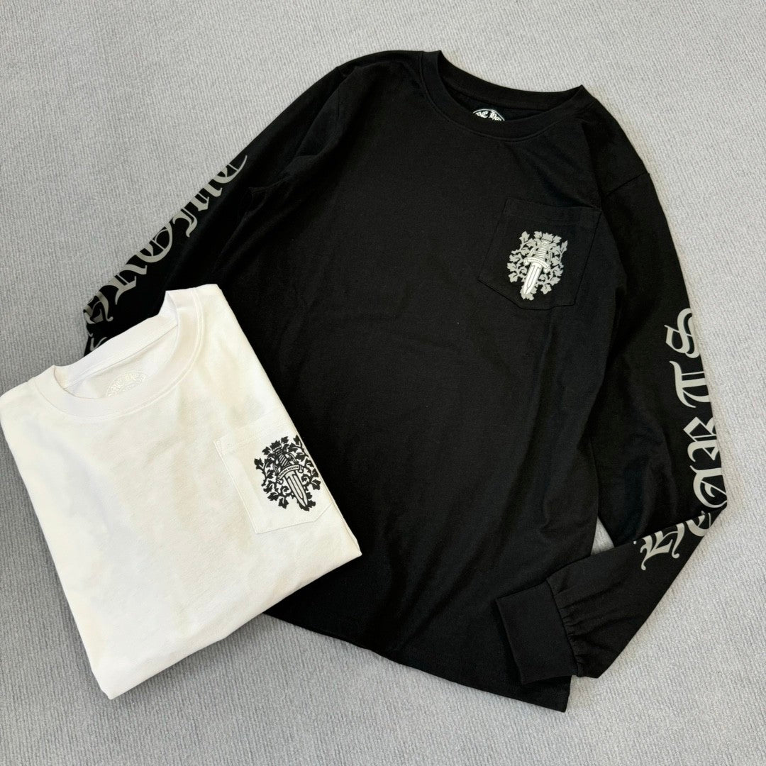 Chrome Hearts Men's Women's Summer Chao Printed Embroidered Letters Long-Sleeved T-Shirt Men And Women Loose Cotton Bottoming Shirt Tops #76433