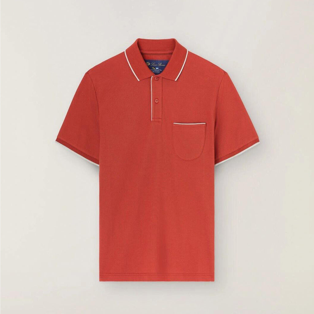 Loro Piana Men's Summer Chest But Pocket Design Solid Color Cotton Short Sleeve Fitted Regatta Polo Shirt Ngvp #8517