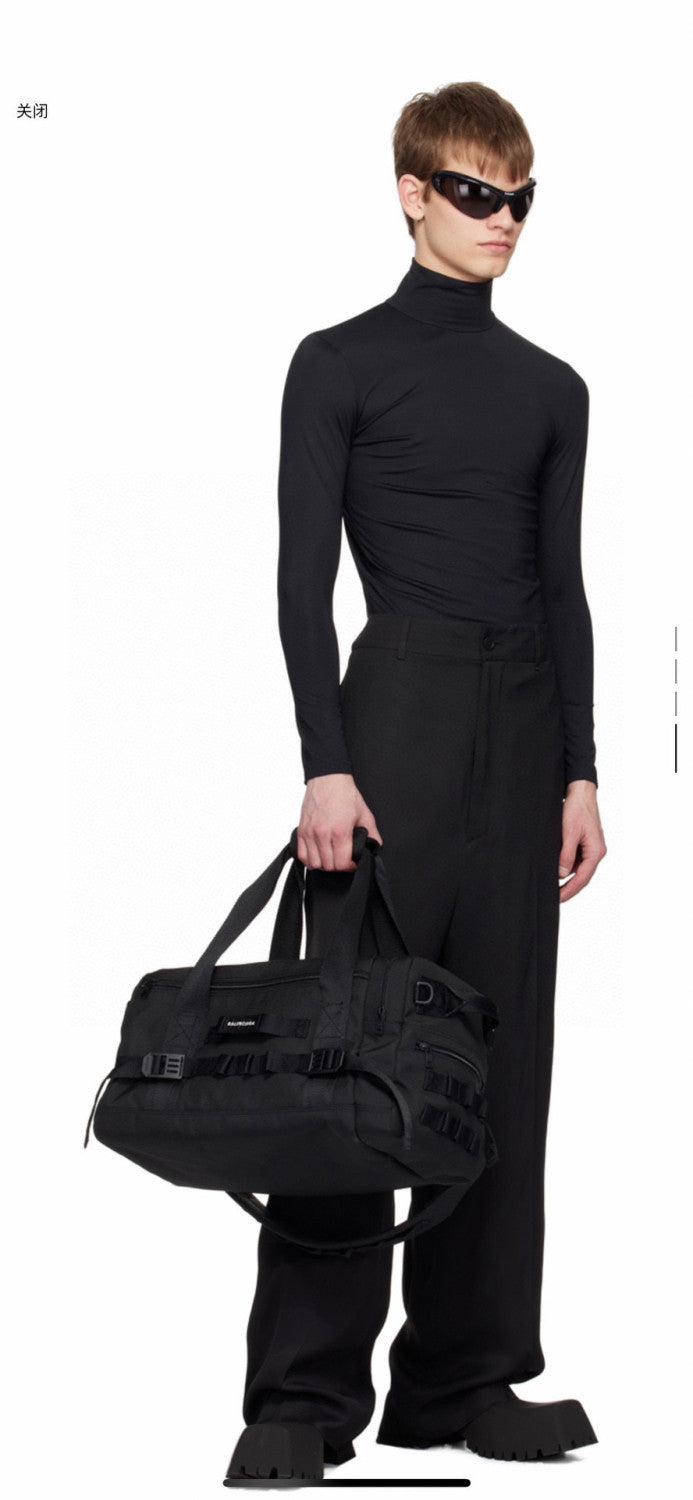 Balenciaga Men's Solid Color Adjustable Removable Simple Nylon Fabric Handle Shoulder Travel Bag Bags #75673