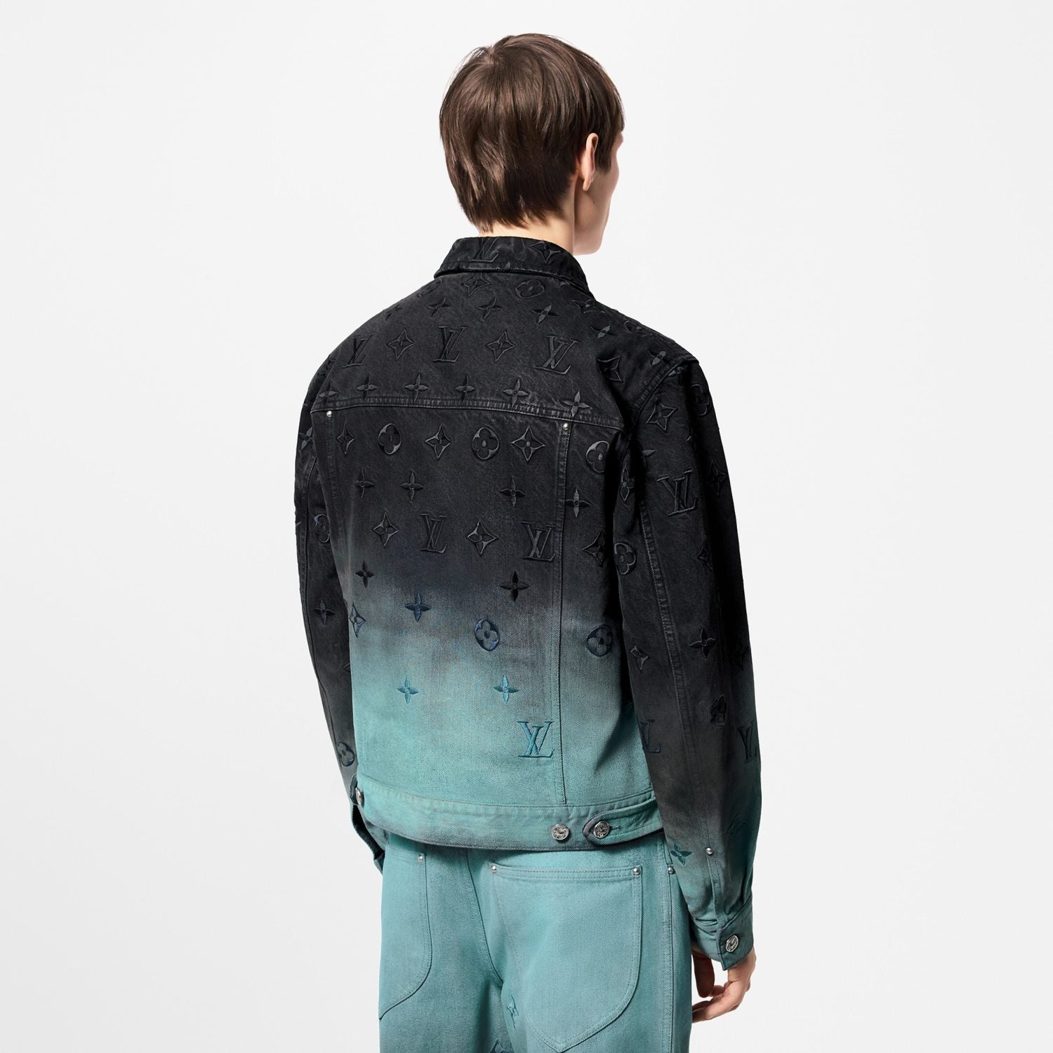 Louis Vuitton Men's Spring/summer Tie-dye Embroidery Gradient Denim Suit Lapel Jacket Straight Leg Pants Set  #72323