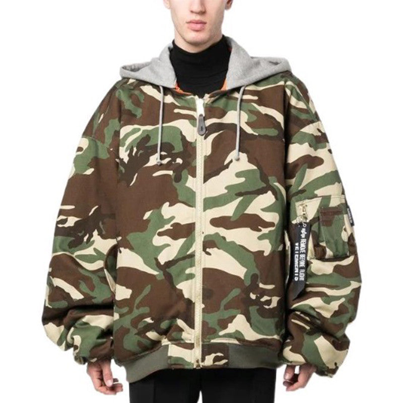 Vetements Men's Women's Fall And Winter Casual Fashion Printing Drawstring Zipper Hooded Reversible Jacket Jacket Ngvp #7443