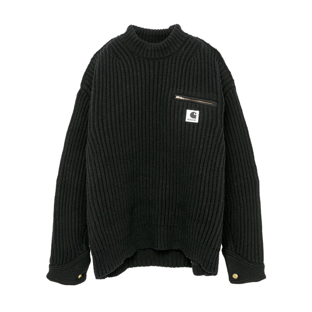 Sacai x Carhartt WIP Men's And Women's Models Autumn And Winter Loose Casual High Neck Long Sleeve Knitted Jumper Pullover #97645