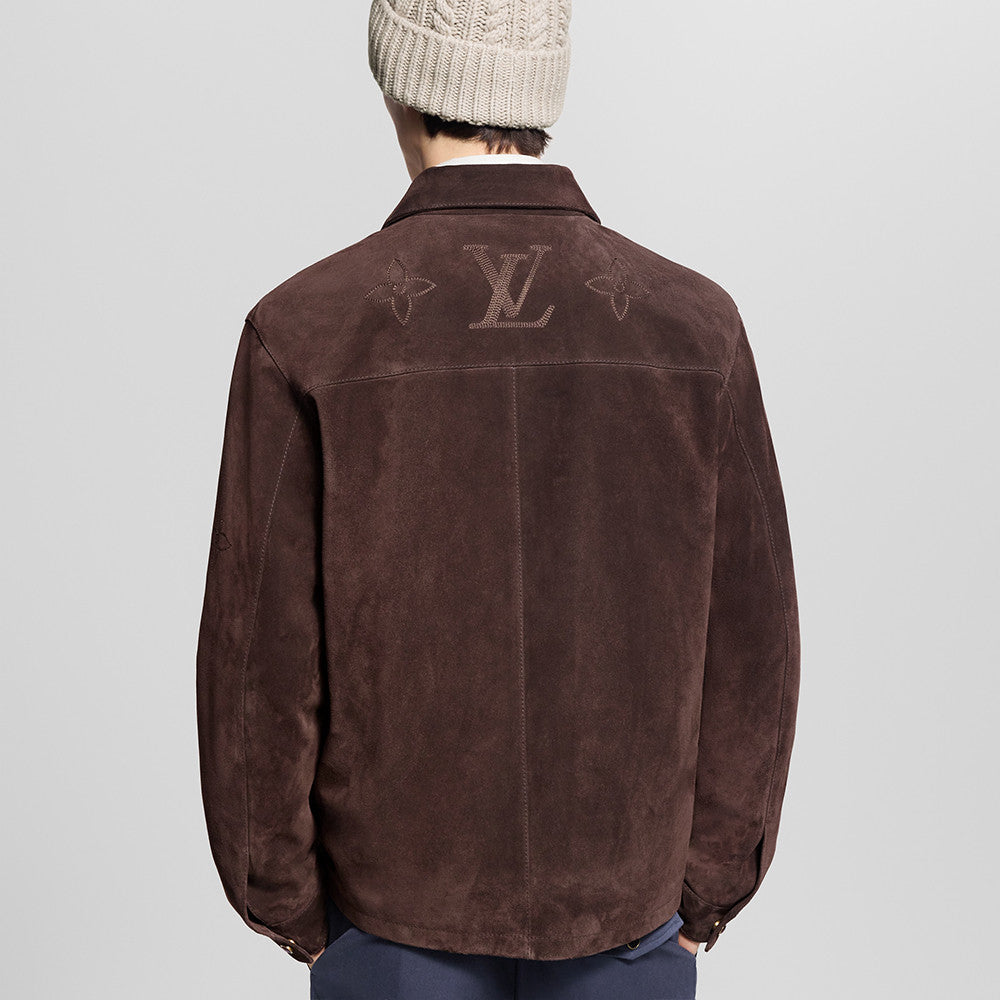 LOUIS VUITTON Monogram Embroidered Suede Overshirt #376523