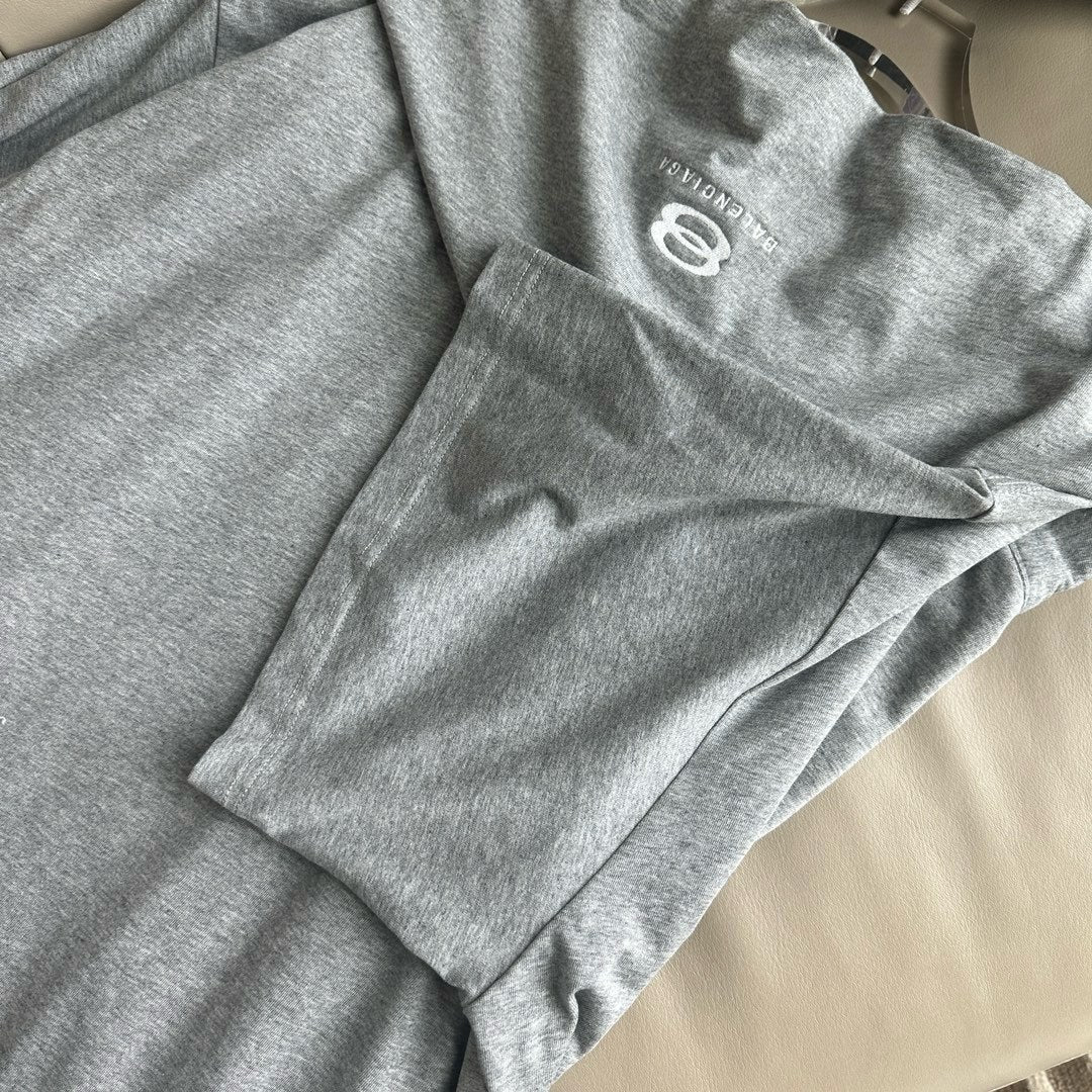 Balenciaga Men's and Women's Summer Solid Color Hooded Two-Piece Short Sleeve T-Shirt #77219