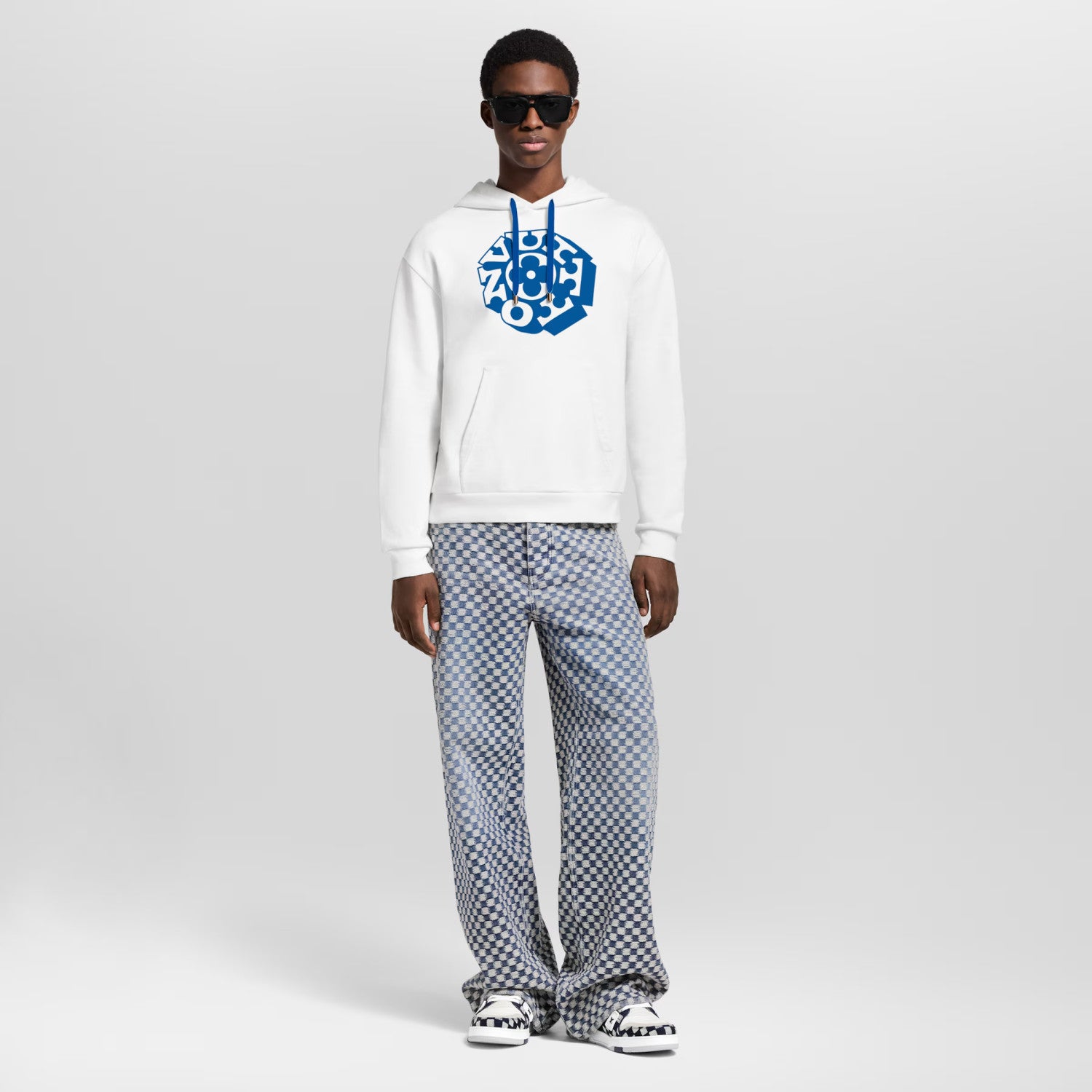 Louis Vuitton Vuitton Flower Pattern Print White Sweatshirt Fashion Trend Hooded Drawstring Men's Spring And Autumn Pullover Hoodie #81419