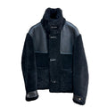 Hermes Men's Fall And Winter Splicing Casual Stand-up Collar Leather Jacket Zipper Button Coat Long Sleeve Jacket  Ngvp #7412