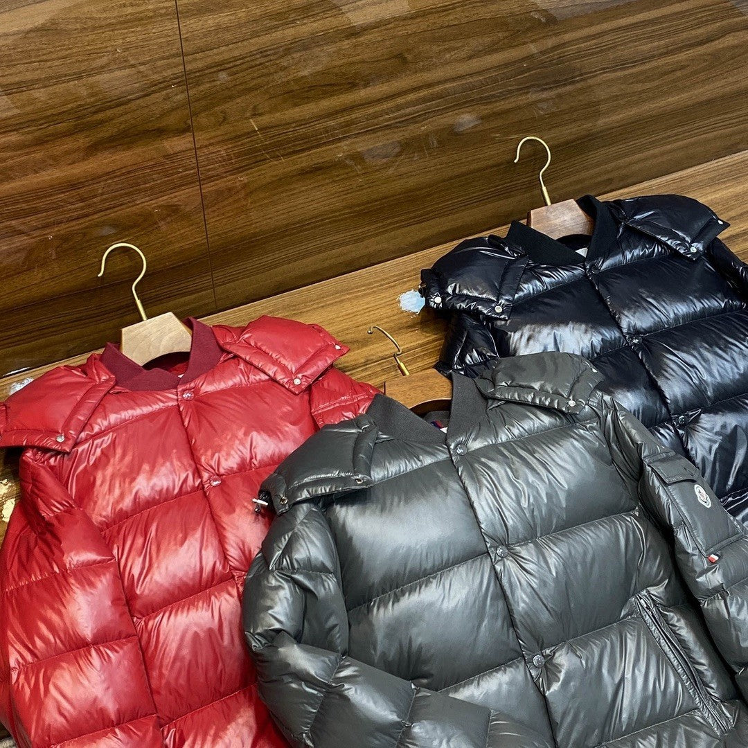 Moncler Men's Autumn and Winter Solid Color Nylon Waterproof Fabric Hooded Zipper Long Sleeve Puffer Down Jacket #73749
