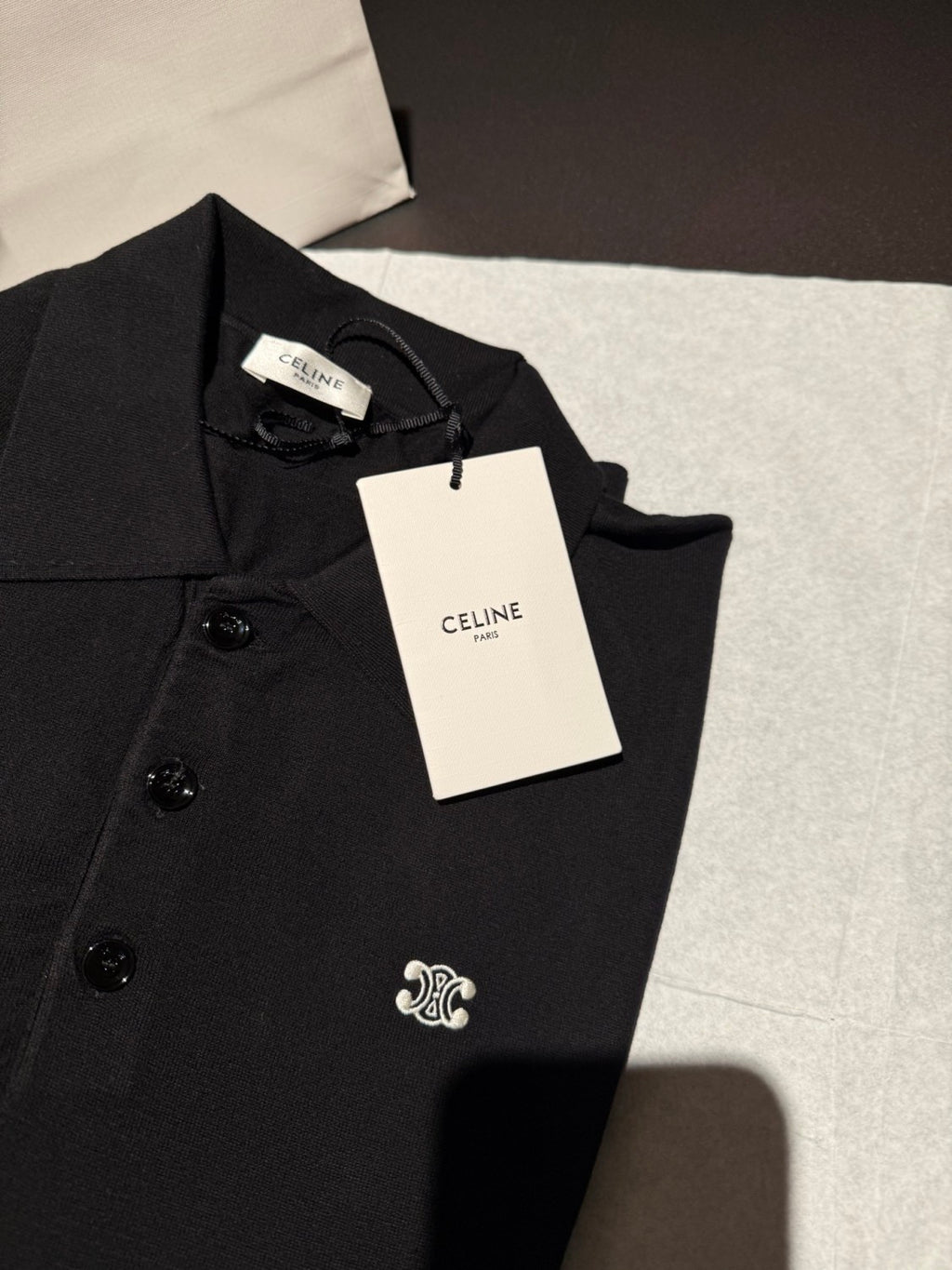 Celine  Men's and Women's Summer Fashion Casual Solid Color Collared Cotton Short-Sleeve Polo Shirt T-Shirt #78633