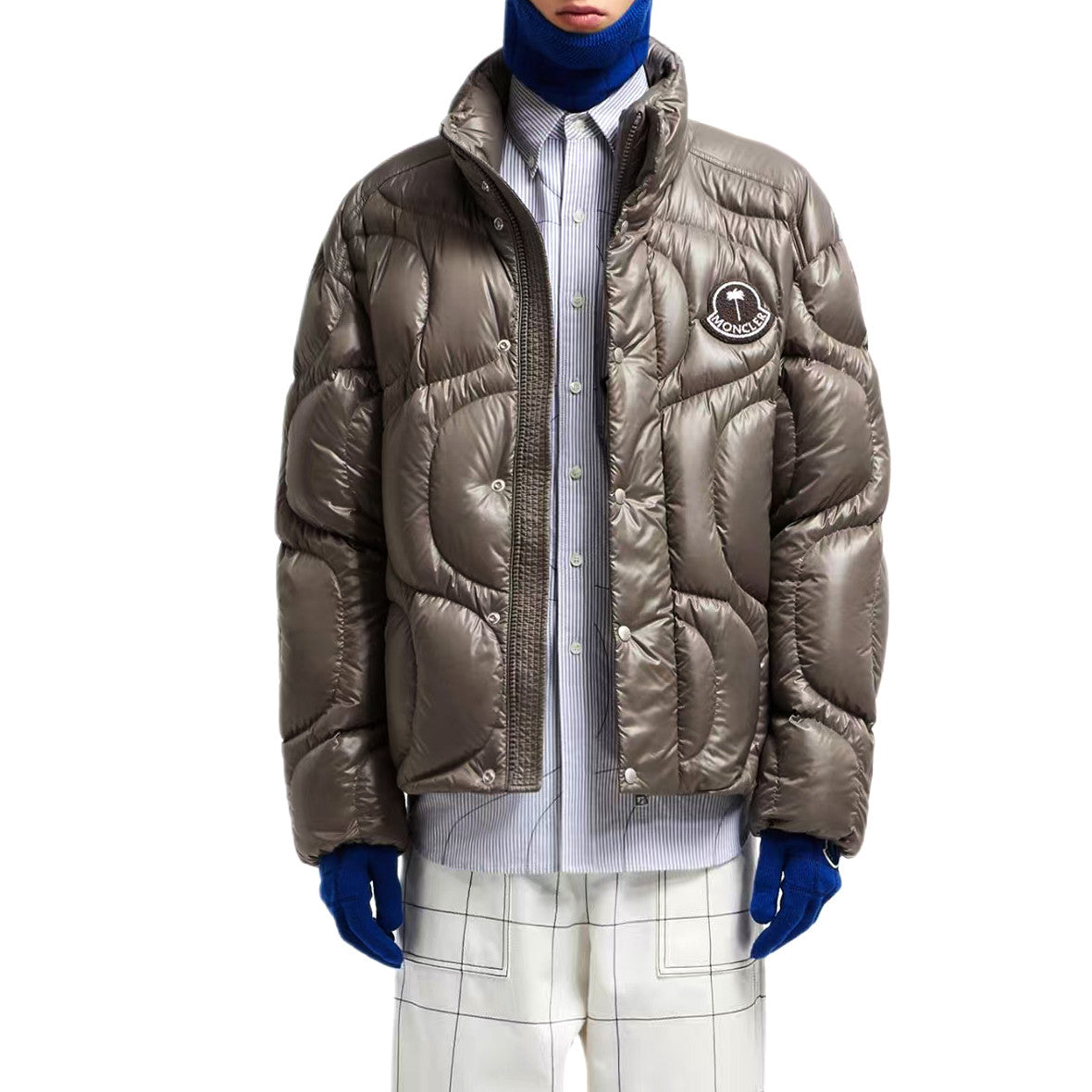 Moncler x Palm Angel  Men's And Women's Winter Fashion Casual Solid Color Zipper Single Button Windproof White Goose Down Jacket Cotton Coat Jacket #79142