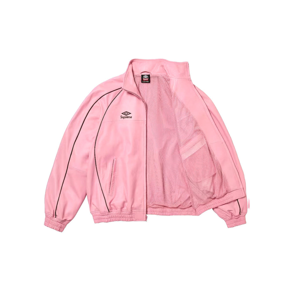 Supreme Men's And Women's  Spring/fall Fashion Casual Solid Color High Neck Zipper Front Embroidered Logo Leather Jacket #79518