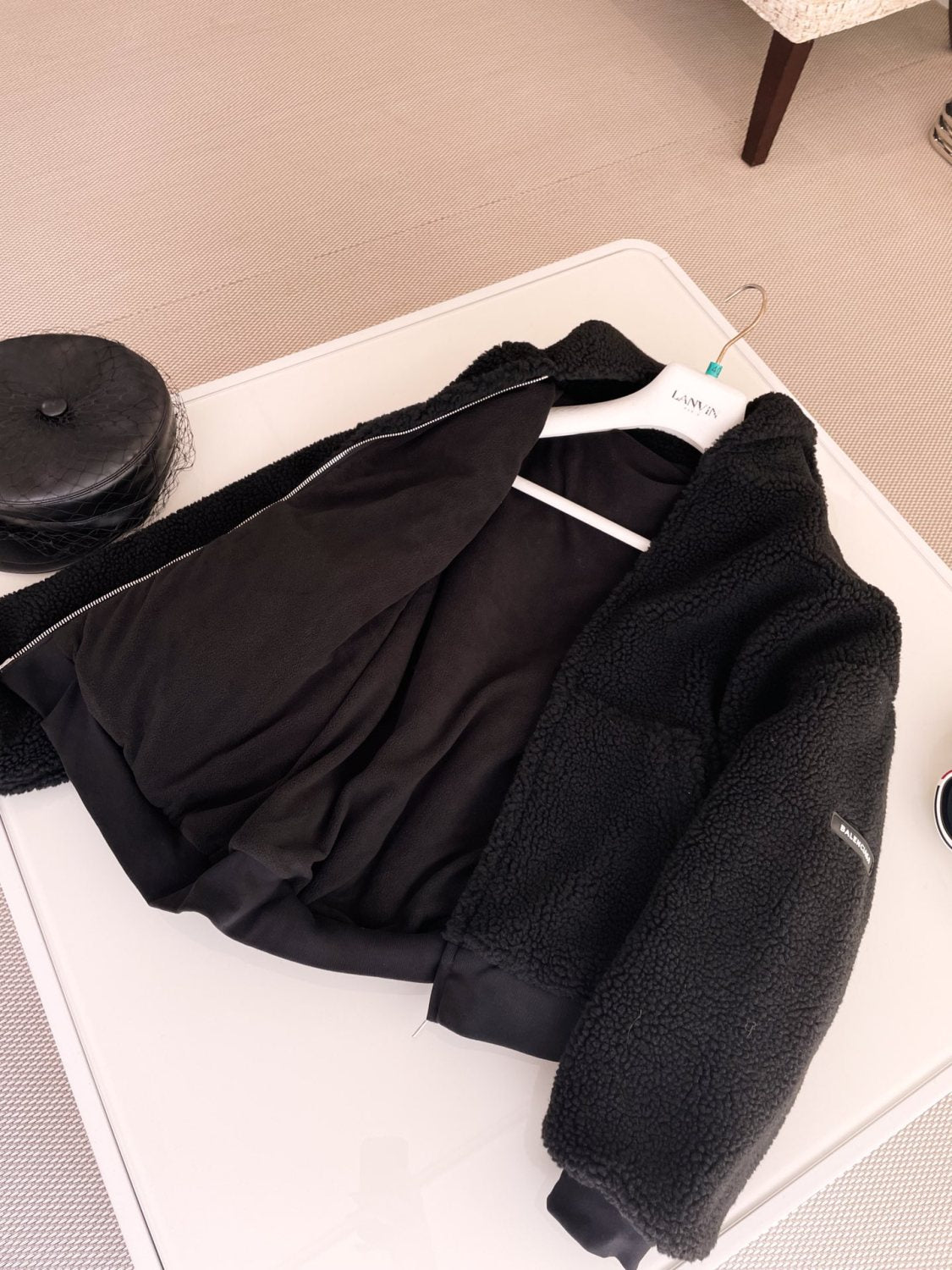Balenciaga Men's and Women's Fall/Winter Solid Color Hooded Pellet Fleece Zipper Long Sleeve Jacket #74895