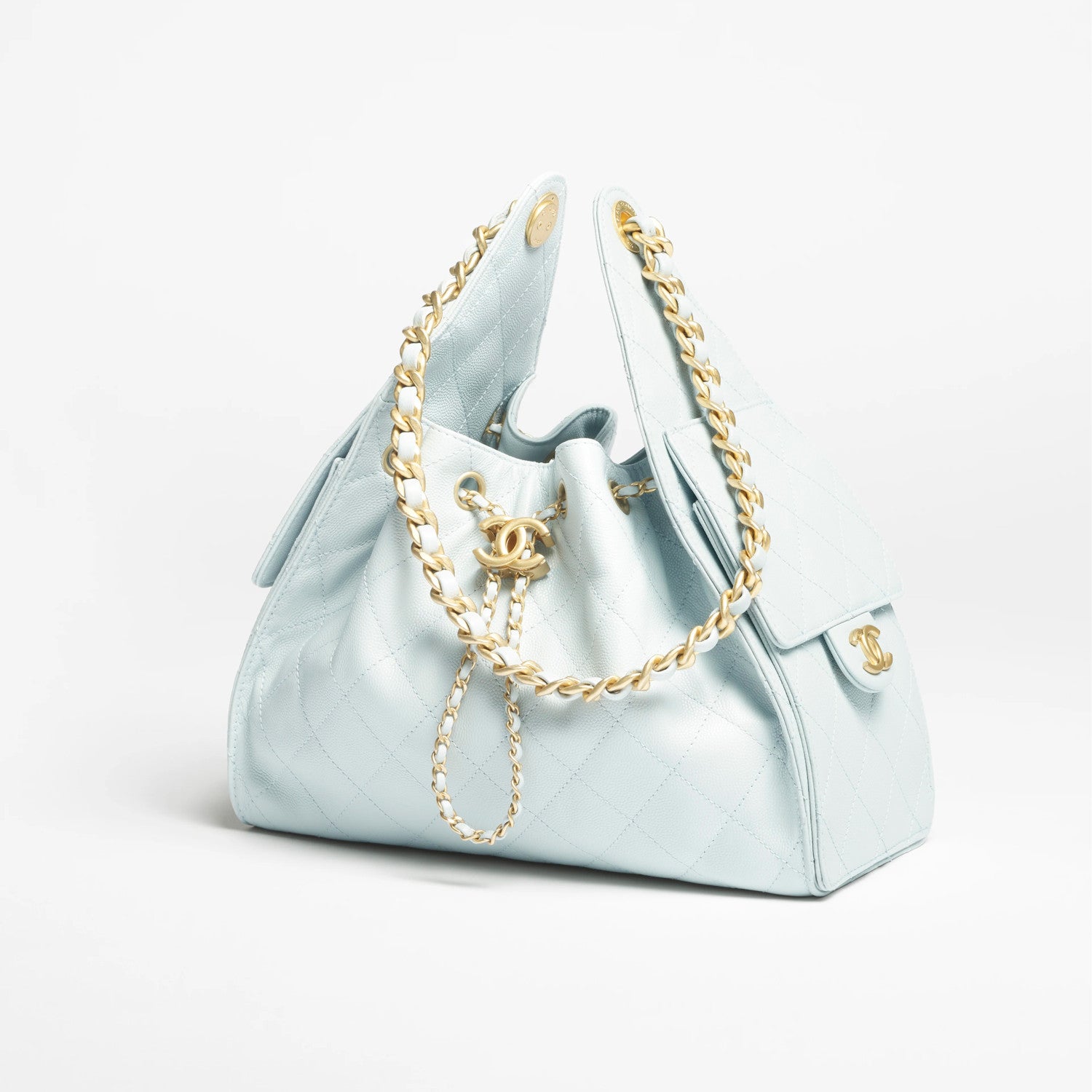 Chanel Women's Fashion Classic Solid Color Leather Logo Drawstring Underarm Bag Chain Handbag Tote Shoulder Bag Bags AS5293-B20304-U2367 #78855
