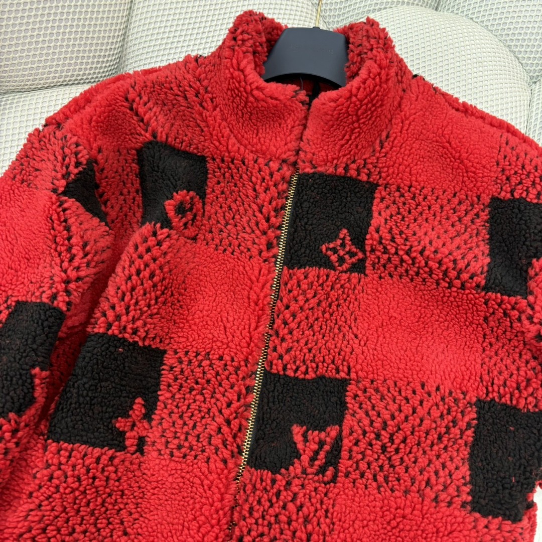Louis Vuitton Men's Fall And Winter Plaid Lapel Zipper Fitted Damier Suede Drawstring Long Sleeve Waist Jacket #71538