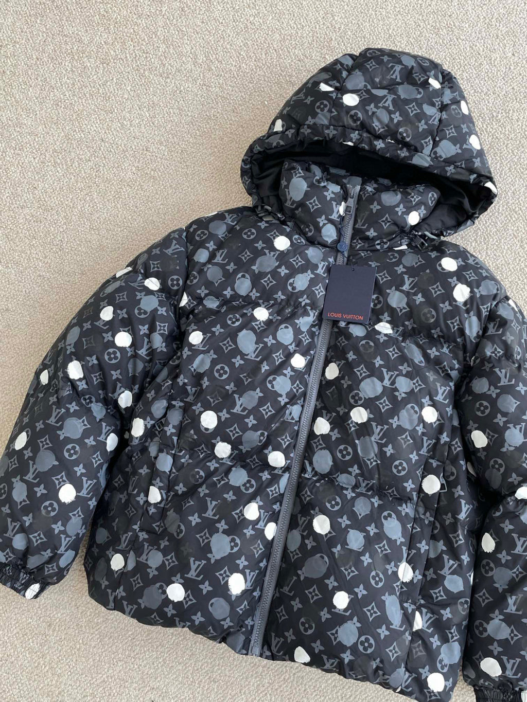 Louis Vuitton Yayoi kusama Black Polka Dot Hooded Down Jacket #96374