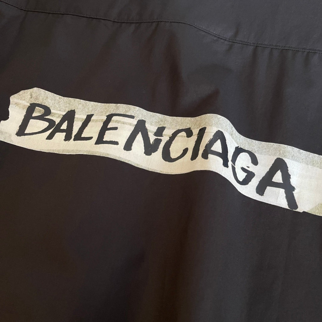 Balenciaga Men's Masking Tape Long Sleeve Shirt Large Fit in Black #337143