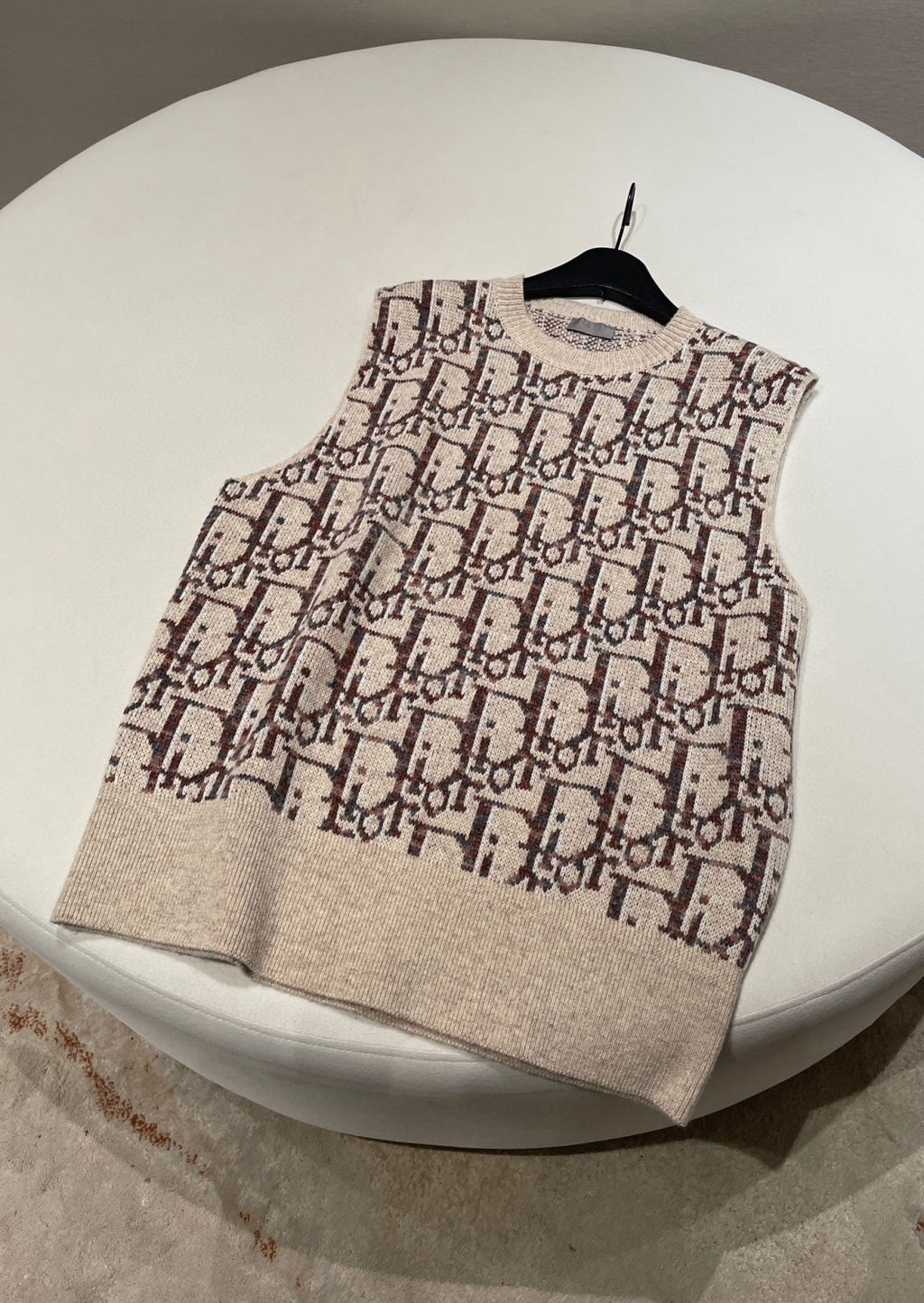 Dior Men's Summer Logo Jacquard Crew Neck Oblique Sleeveless Sweater knitted Vest #97554