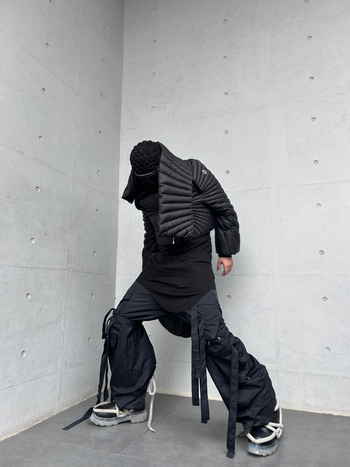 Moncler x Rick Owens Men Women Winter Solid Color Detachable Neck Collar Short Long Sleeve Puffer Down Jacket Black Fit Coat #8825