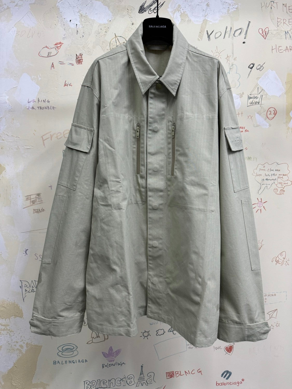 Balenciaga Men's Spring And Summer Solid Color Zipper Pocket Single Breasted Long Sleeve Shirt #75849