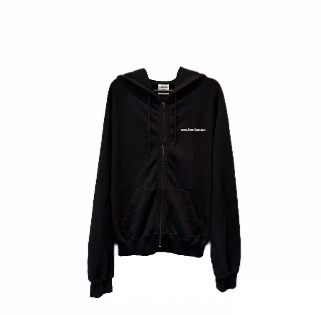 Vetements Men's Autumn And Winter Wheat Earth Short Printed Hooded Sweatshirt Zipper Embroidery High Street Trend Hoodie Jacket Ngvp #2454