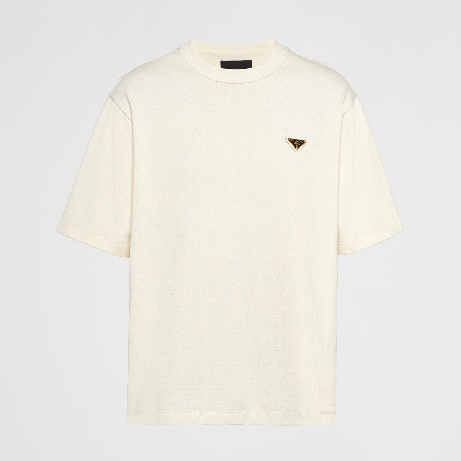 Prada Men's Summer White Cotton Round Neck Regular Fit Short Sleeve T-Shirt #99812