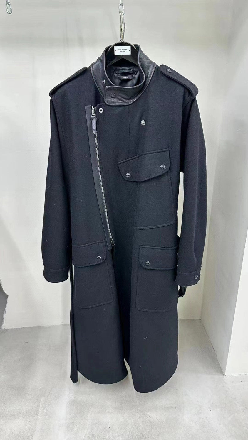 Tom Ford Solid Color Slanted Zipper Long Coat Ngvp #6779