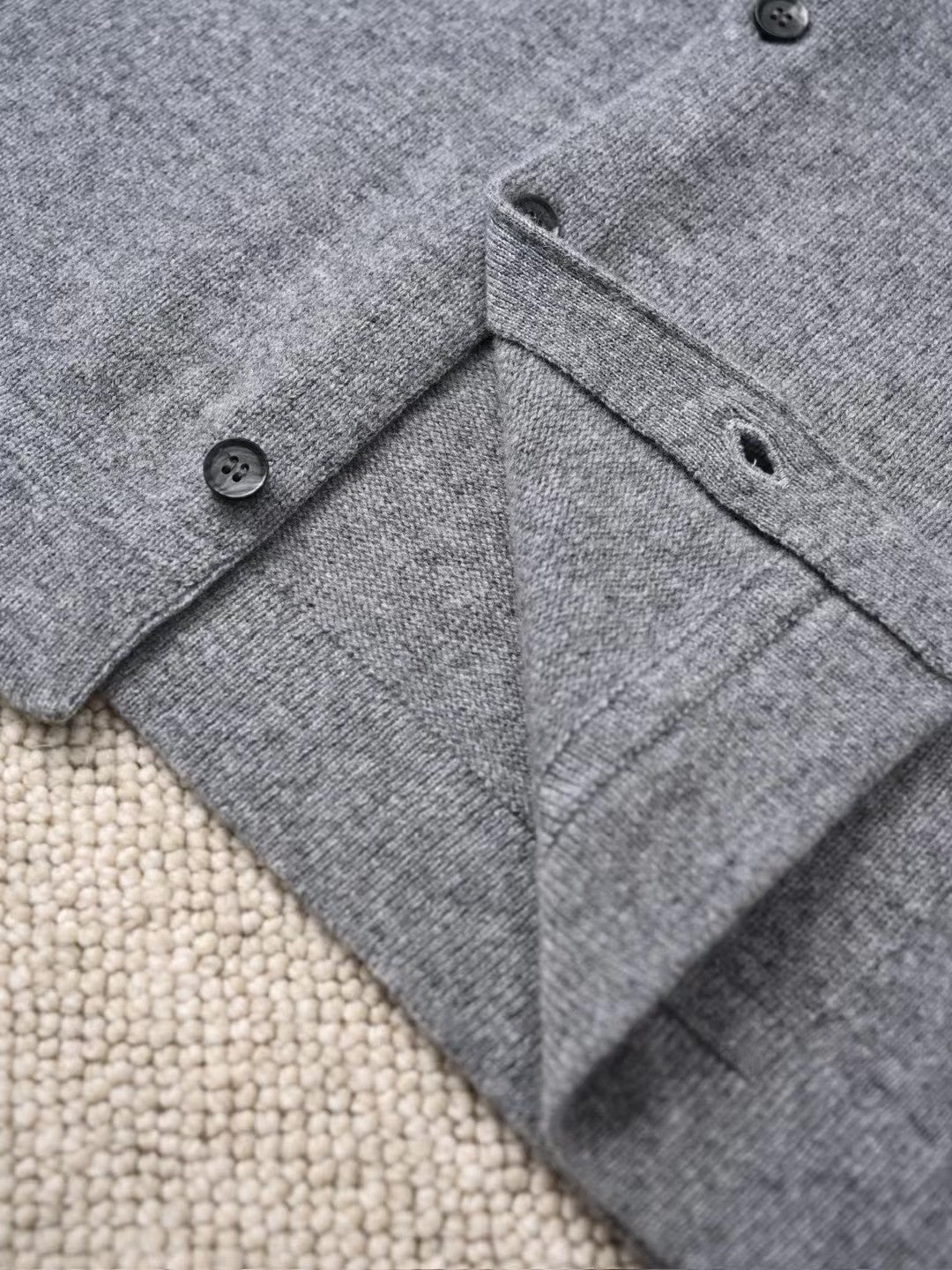 Ermenegildo Zegna Men's Spring. Summer. Autumn Cashmere Silk Lapel Long Sleeved Single Breasted Solid Color Shirt Ngvp #2564