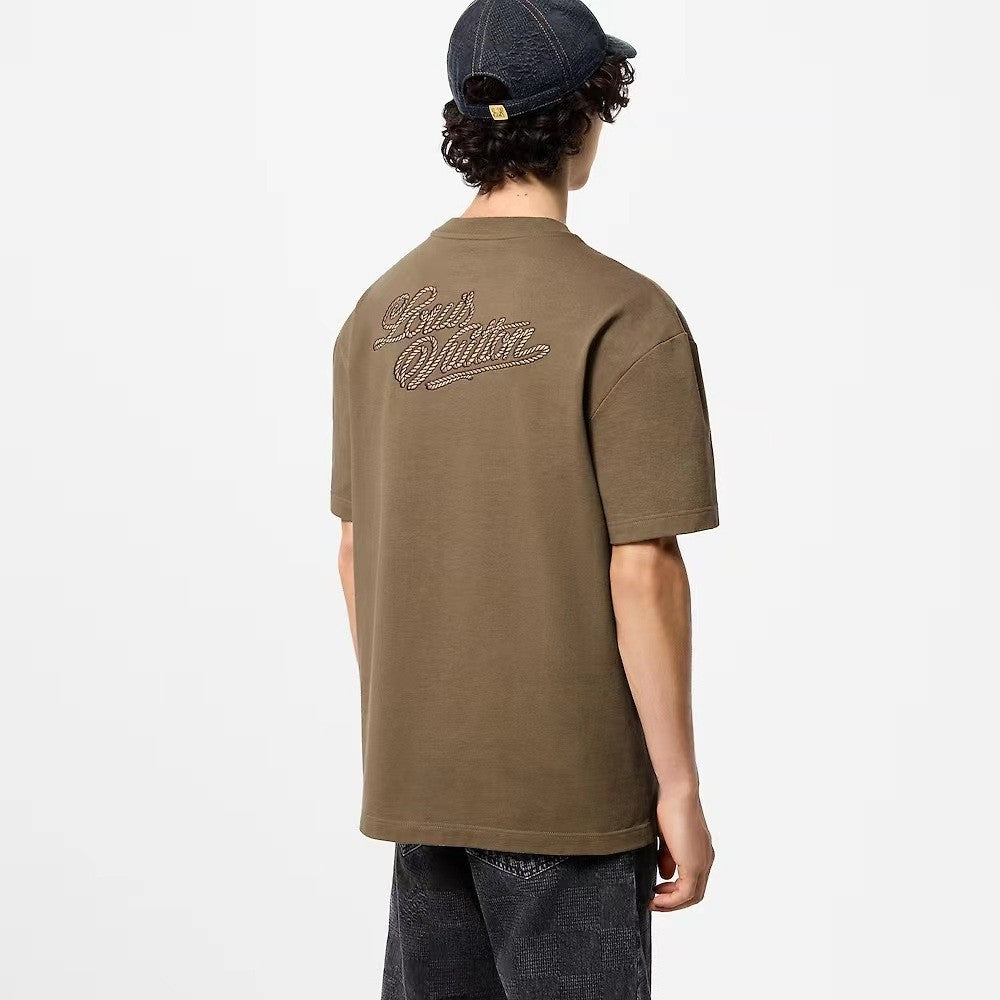 Louis Vuitton Men's Summer Solid Color Embroidered Letter Logo Round Neck Cotton Short Sleeve T-Shirt #72431