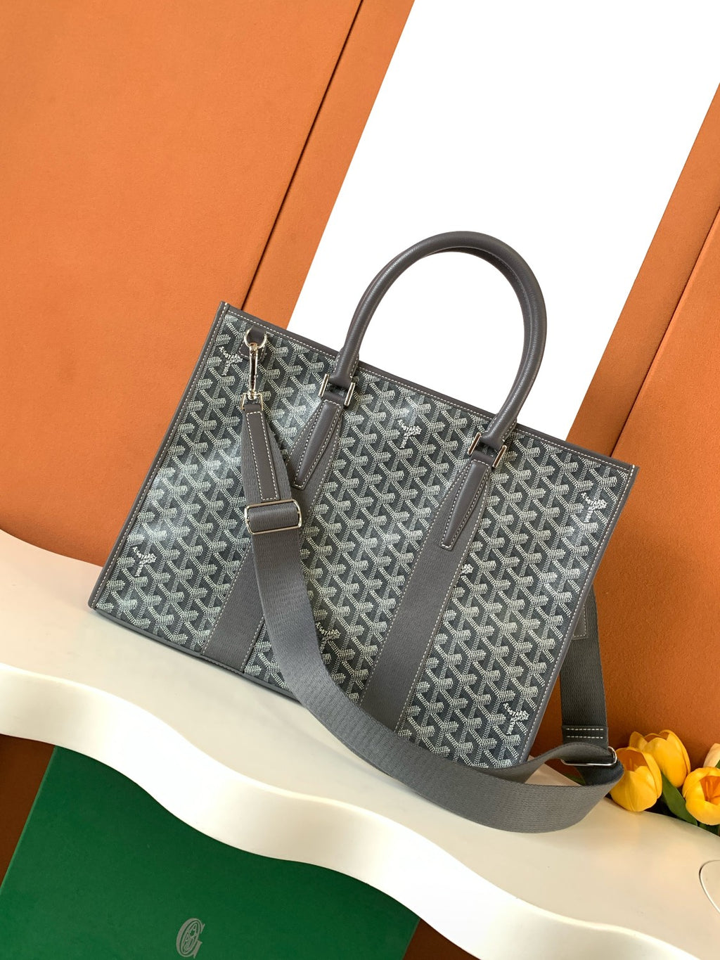 GOYARD Morvan Men's And Women's Y Word Old Flower Full Print Canvas Spell Cowhide Shoulder Crossbody Handbag Briefcase Bag Bags #76426